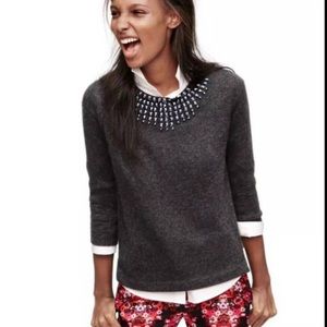 J Crew Sweater with Navy Beading